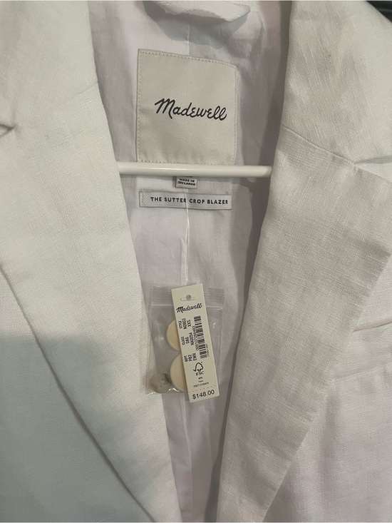 Madewell Jackets & Blazers - Madewell White Linen Crop Blazer